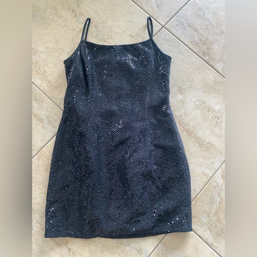 Jessica McClintock Black Sequin Mini Dress